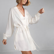 Lunya Sleepwear Washable Silk Robe - #Tranquil White